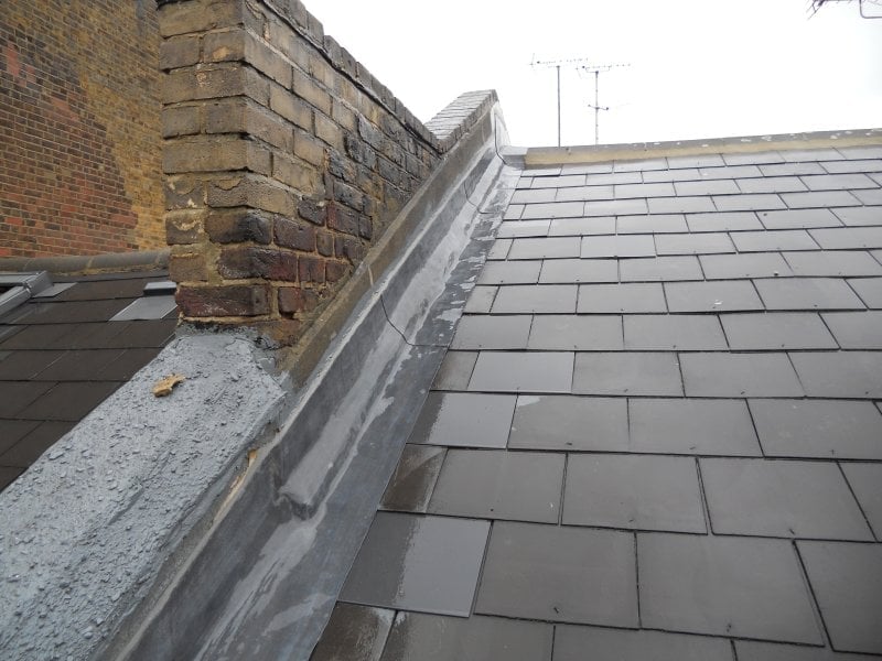 Slate roof with chimney